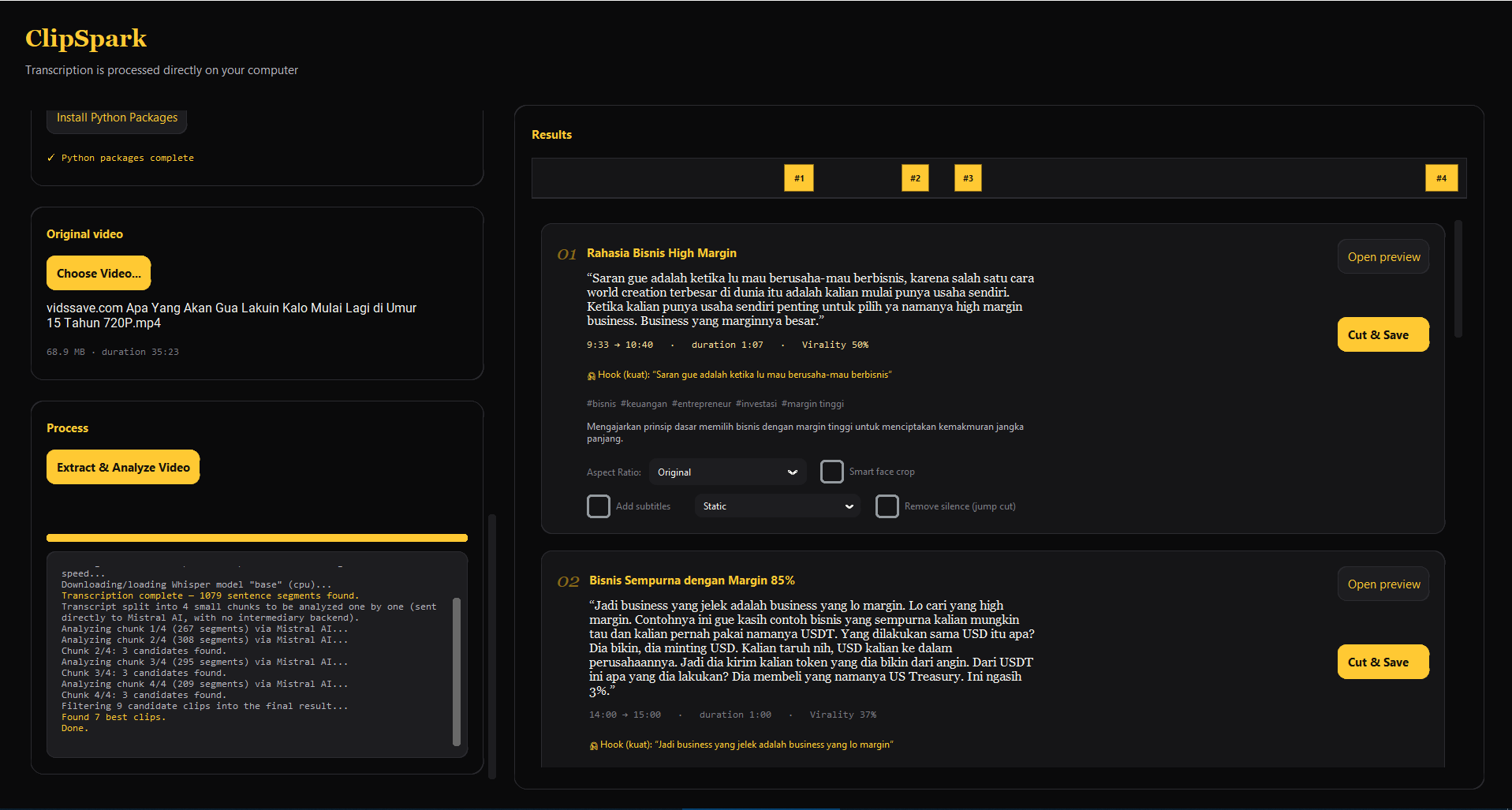 ClipSpark app interface preview